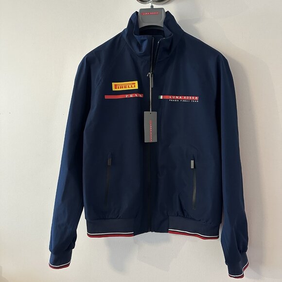 NWT PRADA LUNA Rossa Pirelli Jacket Windbreaker Coat Nylon Sz 42 Blue - Picture 1 of 10